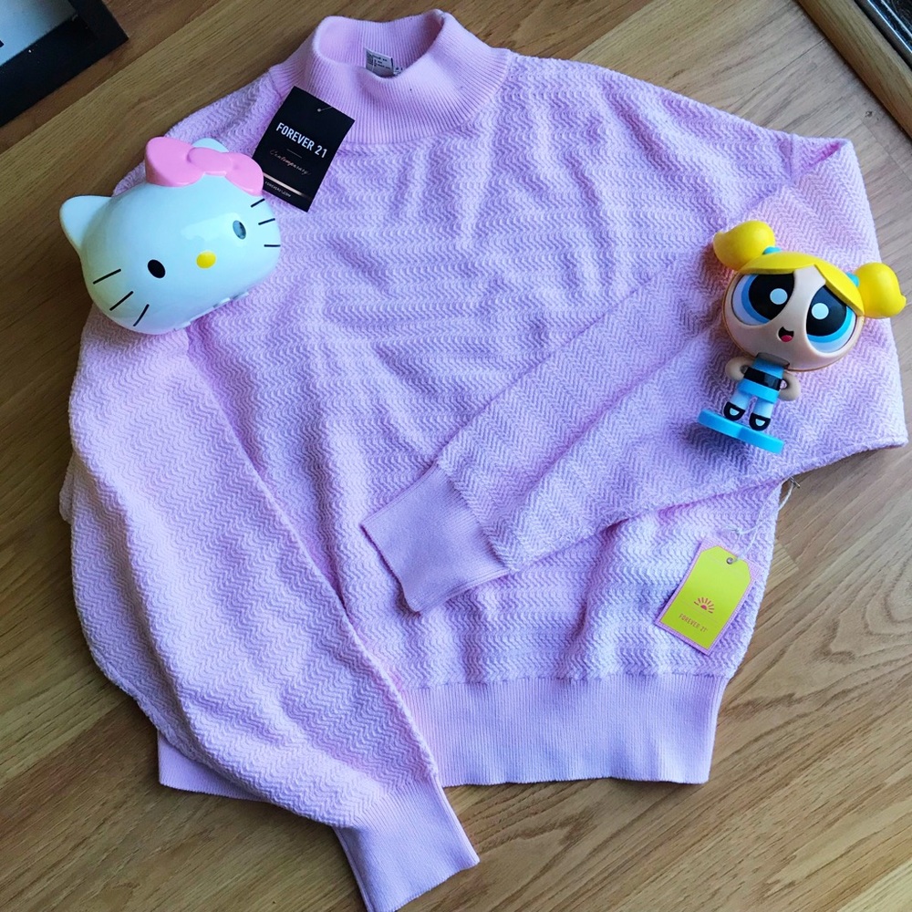 Forever 21 Mock Neck Pastel Pink Sweater